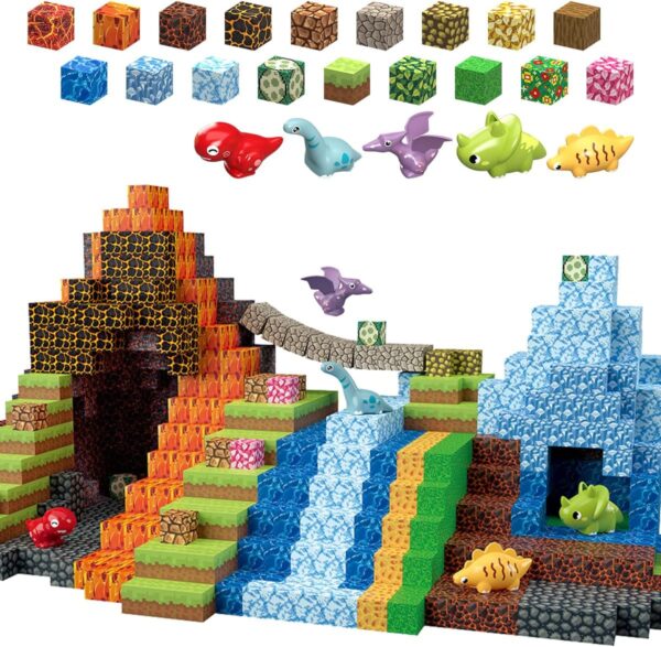 Magnetic Dinosaur Building Blocks Set - 205 Pieces