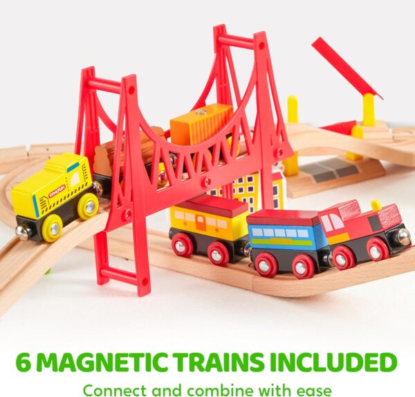 Wooden Train Set - 110PCS Urban Journey - Image 2