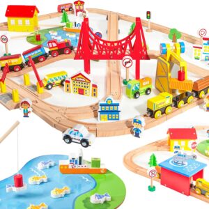 Wooden Train Set – 110PCS Urban Journey